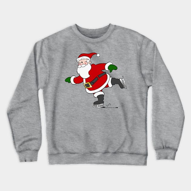 Skating Santa Claus Crewneck Sweatshirt by Reading With Kids